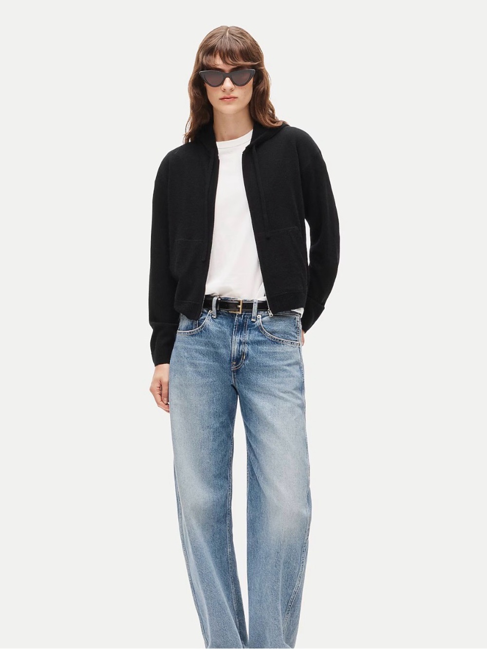 J. Crew Women’s 100% Cashmere Black Full-Zip Hoodie Jacket XL